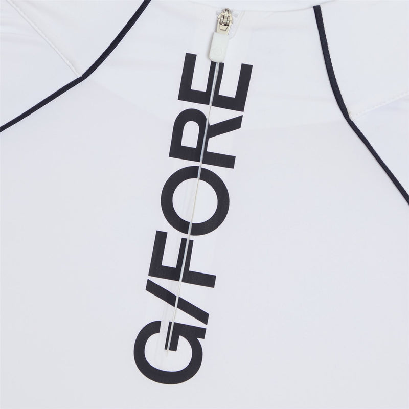 Contrast Mesh Silky Tech Nylon Quarter Zip Pullover Snow