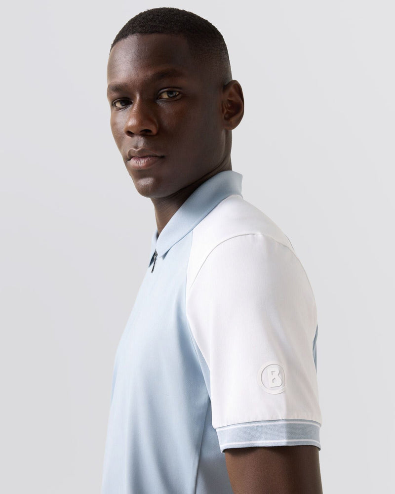 Fabius Zip Polo Shirt Blue Fog