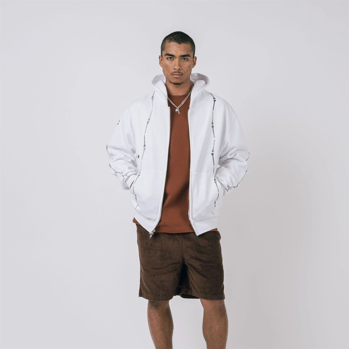 Everen French Terry Zip Hoodie White