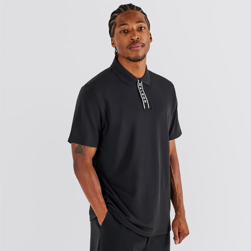 Evergreen Block Placket Polo Black