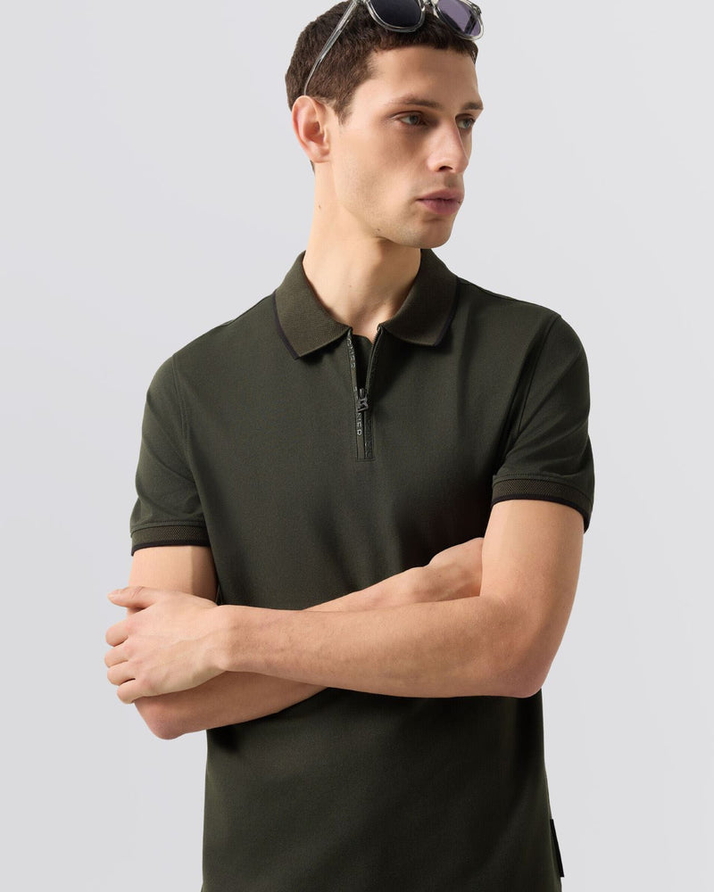 Timo-10 Zip Polo Shirt Kalamata Green
