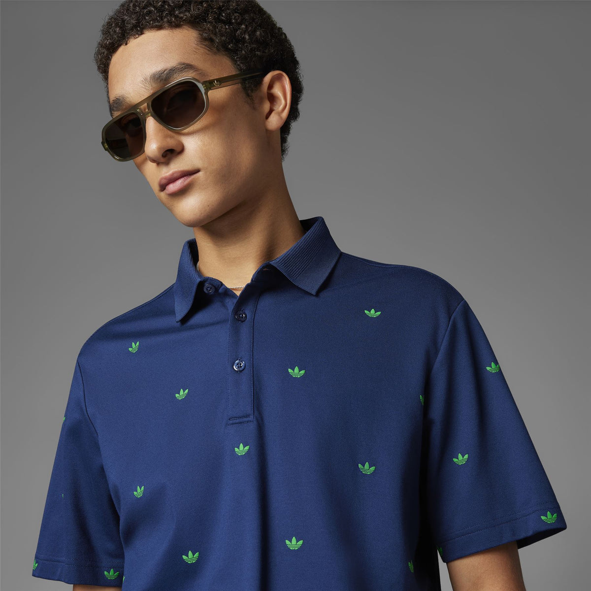Printed Trefoil Polo Night Indigo
