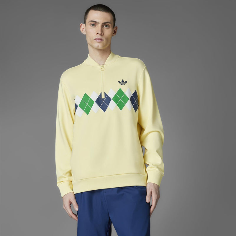 Argyle Printed Quarter Zip Yellow