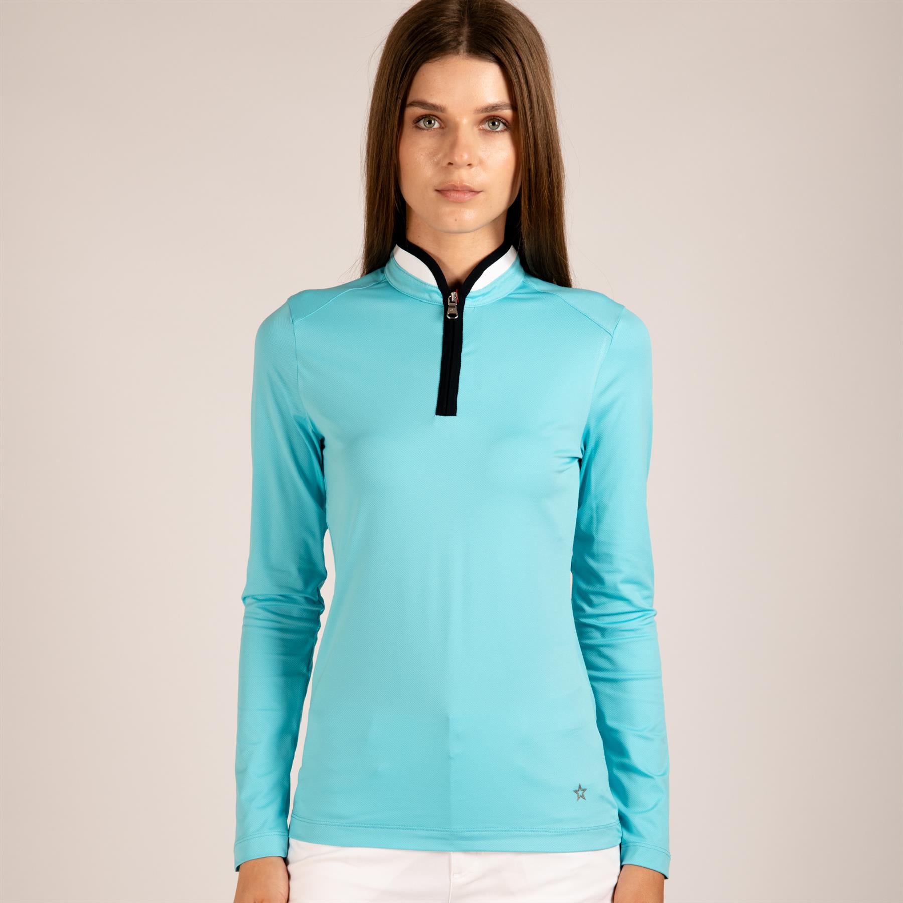 Womens The Jordan Lightweight Sustainable LS Polo Ocean