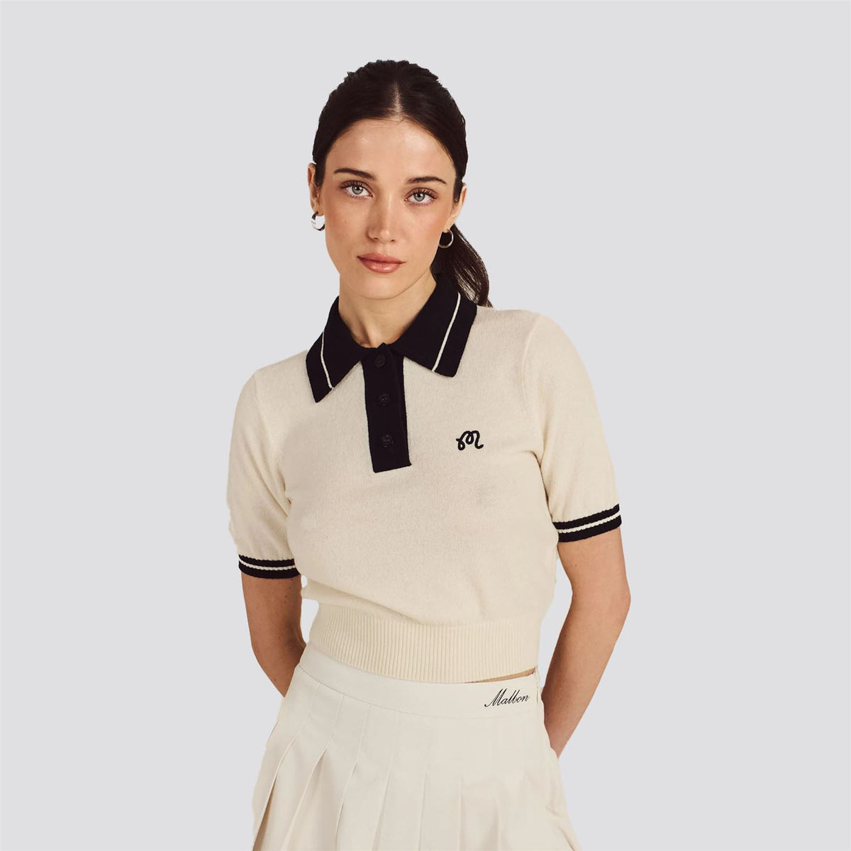 Womens Mikayla Cropped Knit Top Canvas