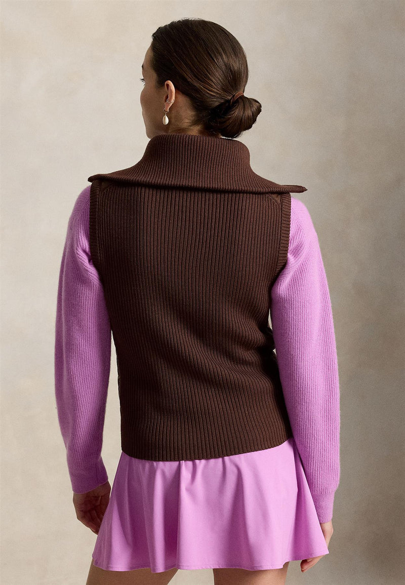RLX Womens Wool Blend Sweater Vest Chocolate Mousse