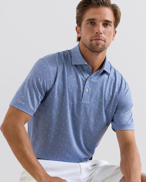 Geo Skull Peformance Jersey Polo White/Sport Navy