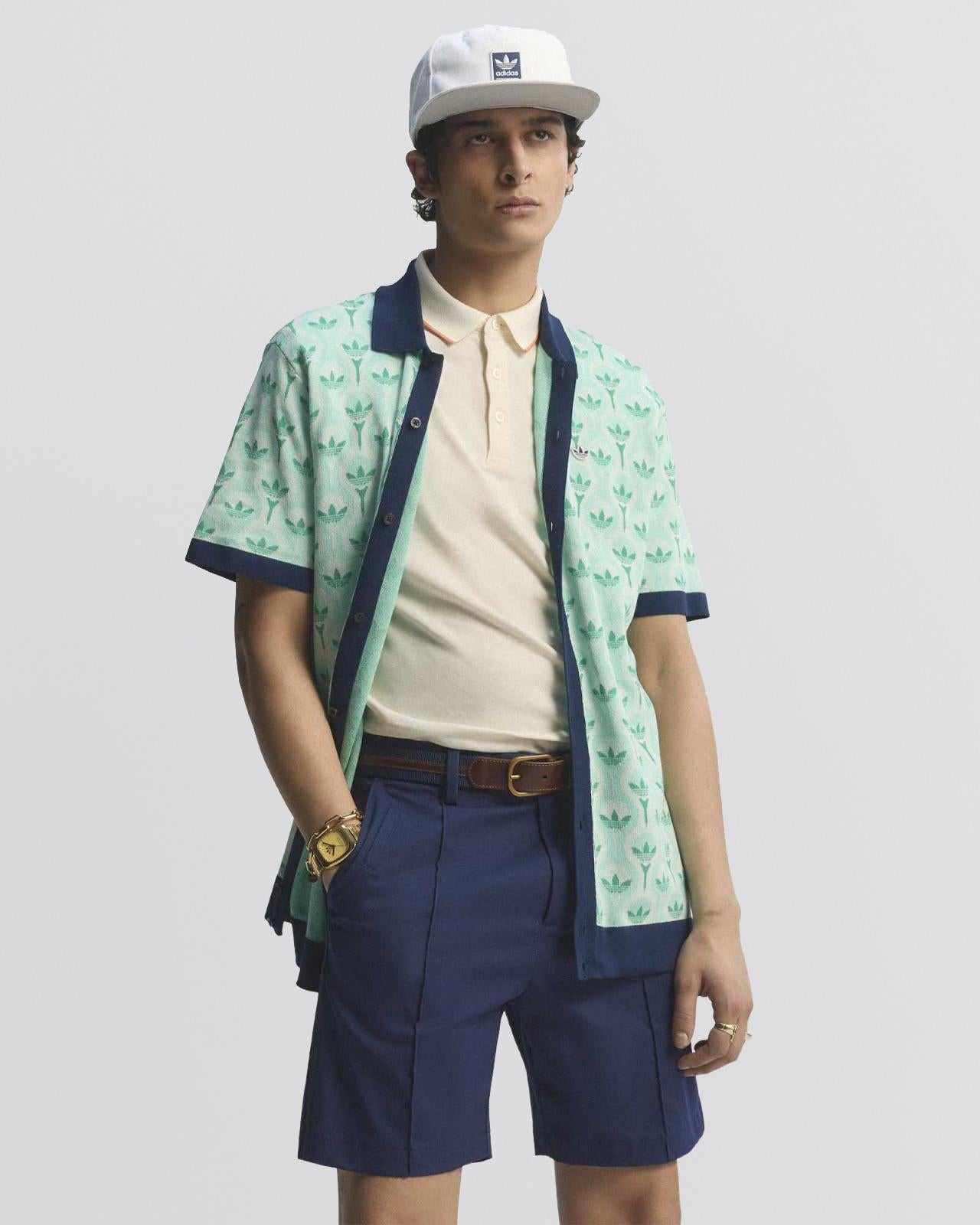 Originals Knit Polo White/Clear Mint/Court Green