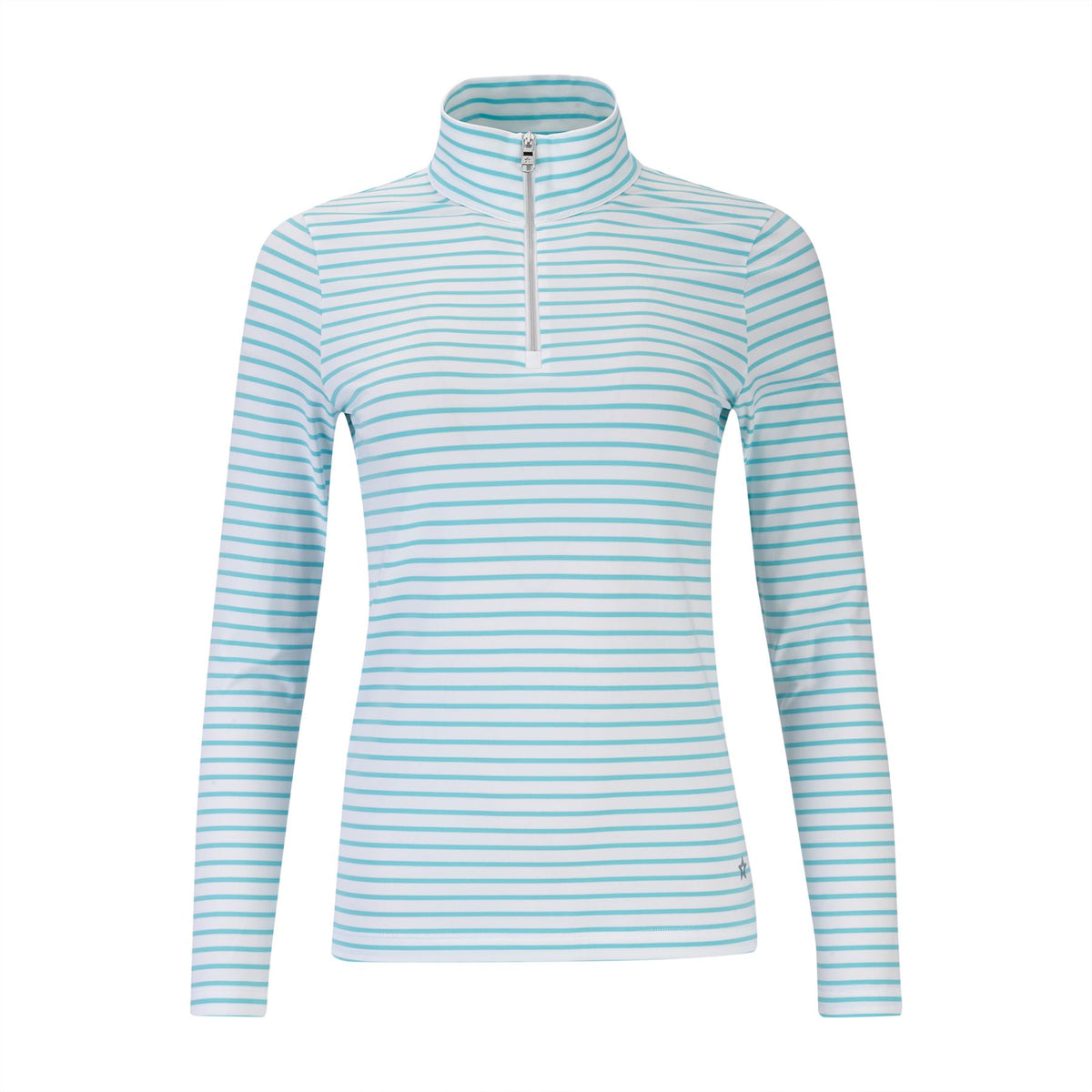 Womens The Gemma Striped LS Polo Ocean