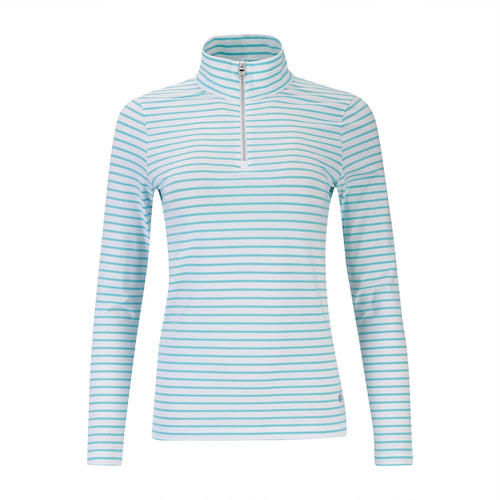 Womens The Gemma Striped LS Polo Ocean - SS25