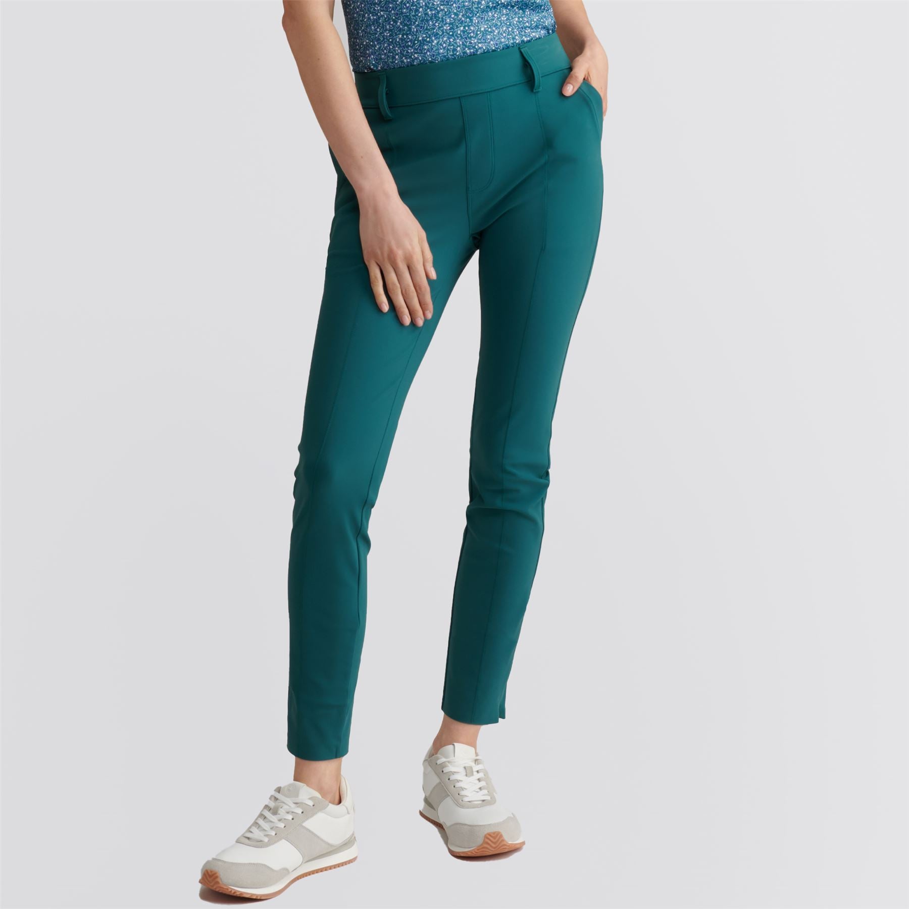 Womens Bingham High Stretch Bonded Ankle Pants Deep Jade