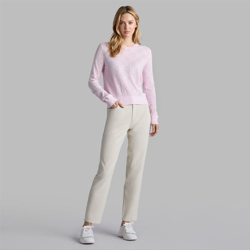 Womens Pointelle G Crewneck Sweater Blush