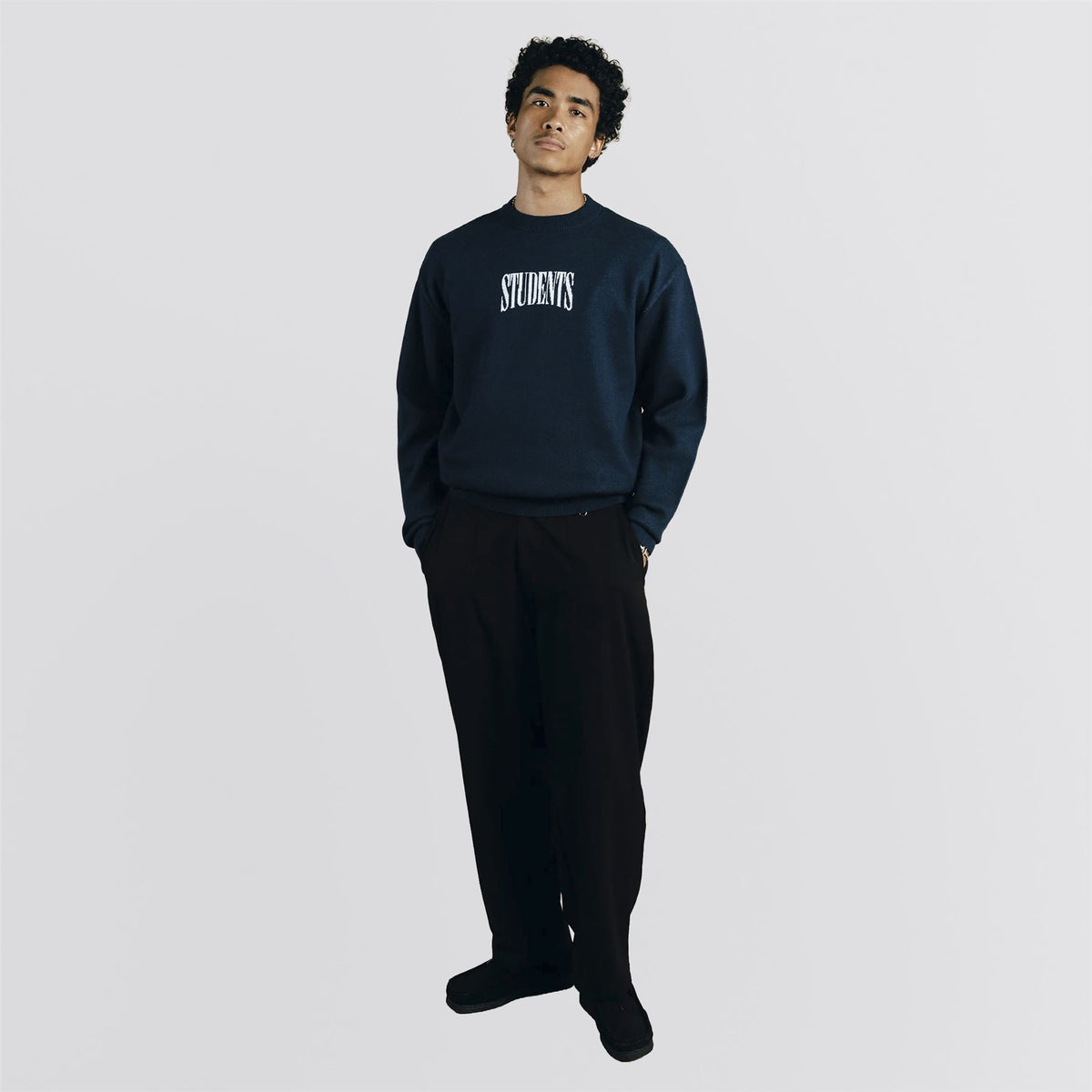 Cade Knit Crew Sweater Navy