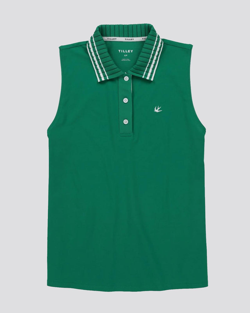 Womens Supima Pique SL Polo Green/White