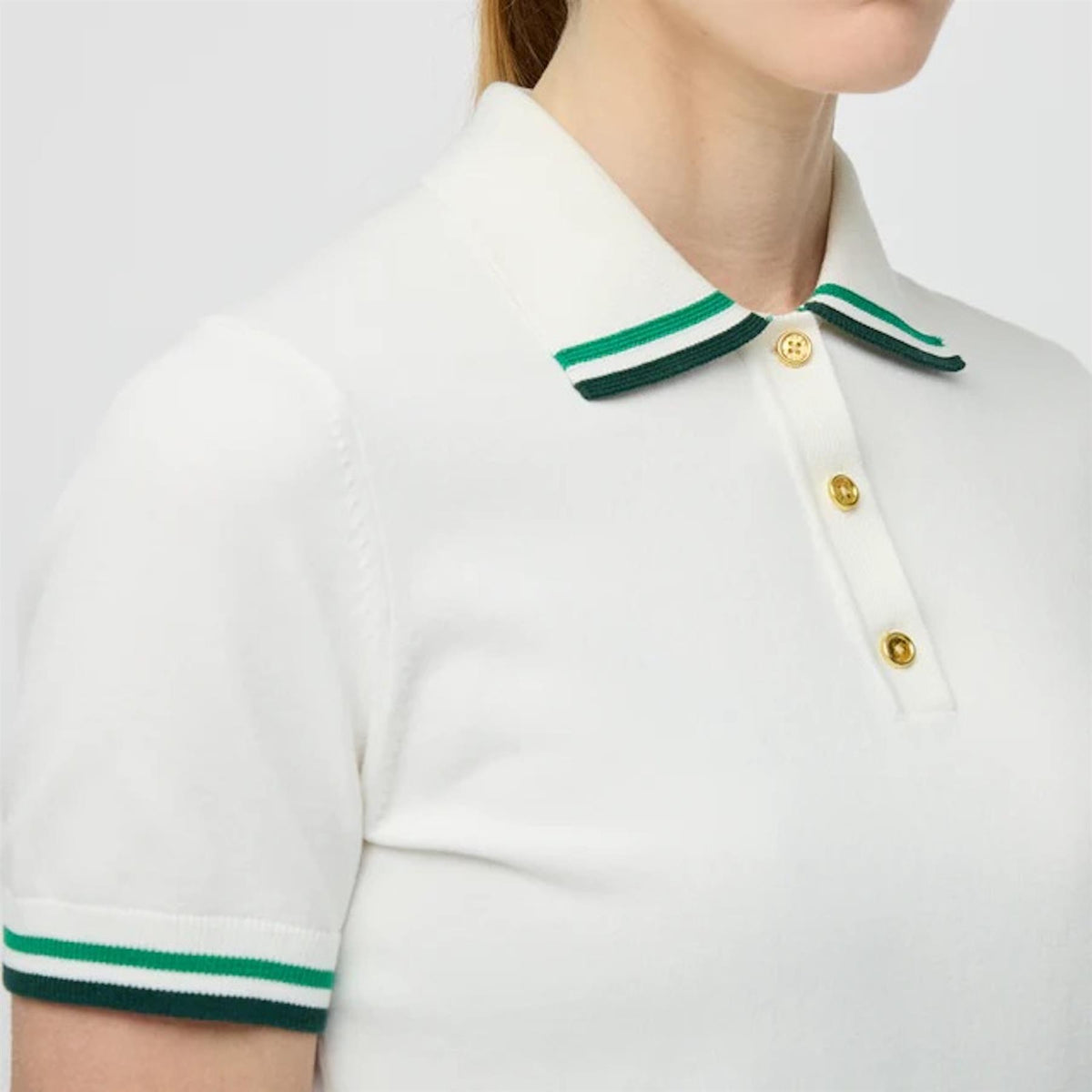 Womens Albatross Polo White/Green Stripe