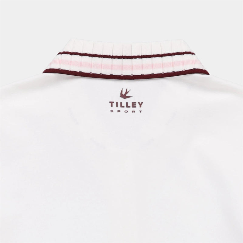 Womens LS Team Polo White/Wine