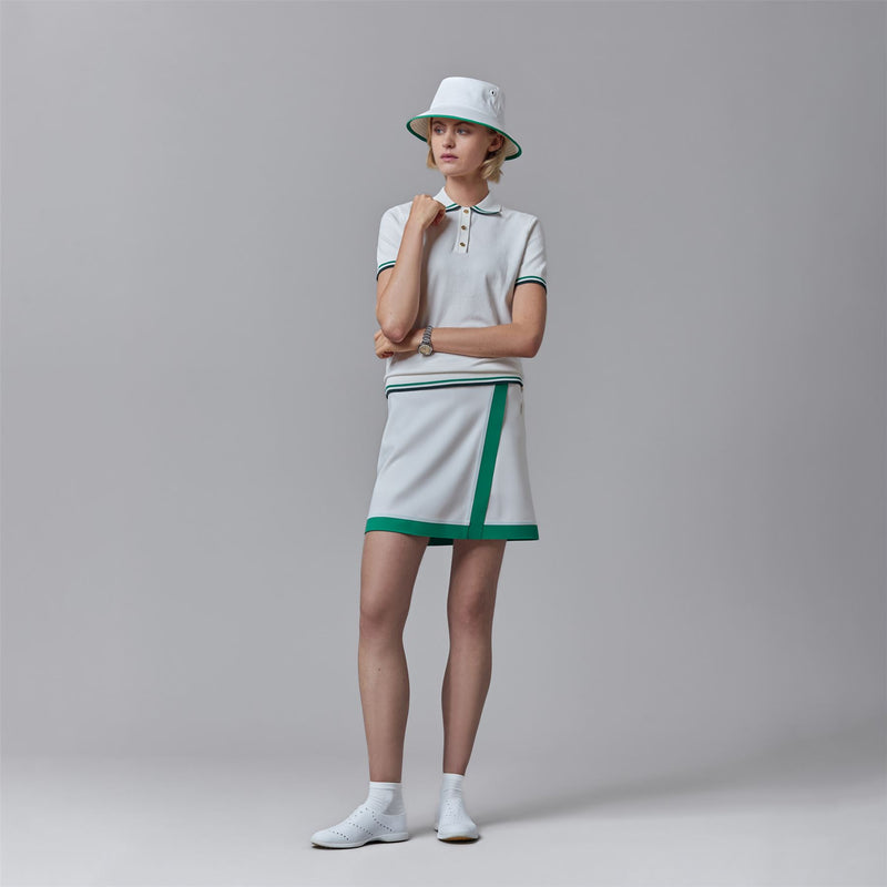 Womens Contrast Sport Skirt Off White/Green Sport