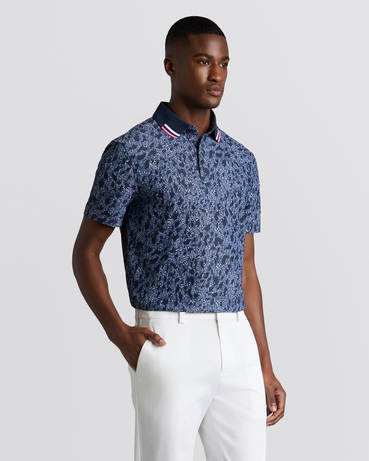 Woody Contrast Collar Tech Pique Polo Twilight