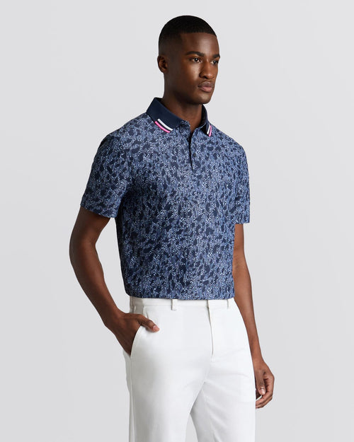 Woody Contrast Collar Tech Pique Polo Twilight