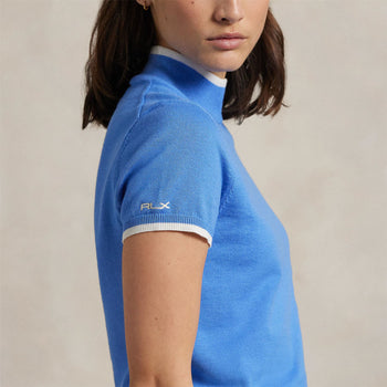 Ralph Lauren RLX SS Mock Neck Sweater Summer Blue/Ceramic White
