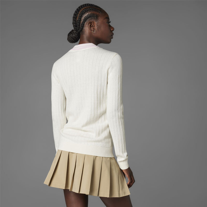 Womens Cashmere Knit Sweater Chalk White