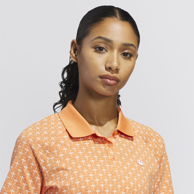 Womens Originals All Over Trefoil Polo Dusky Orange/Chalk White