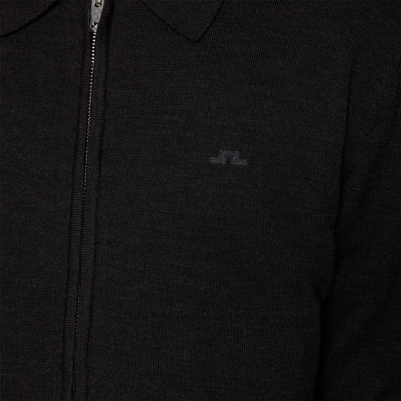 Kaleb Merino Zip Cardigan Dark Gray Melange