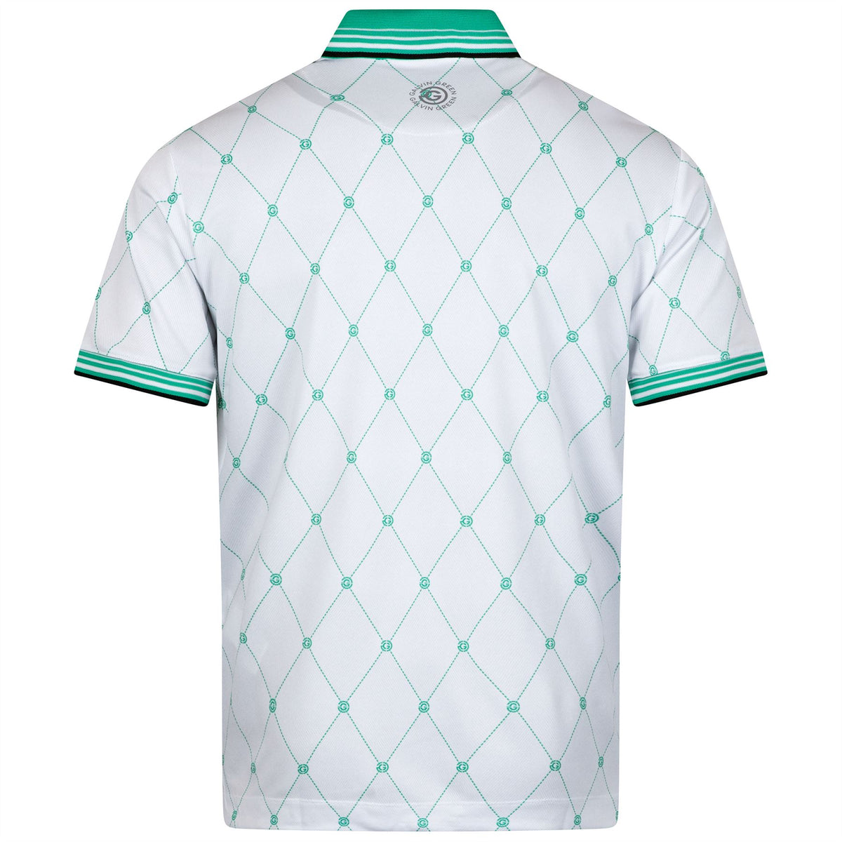 Miguel Modern Argyle Print Polo White/Golf Green