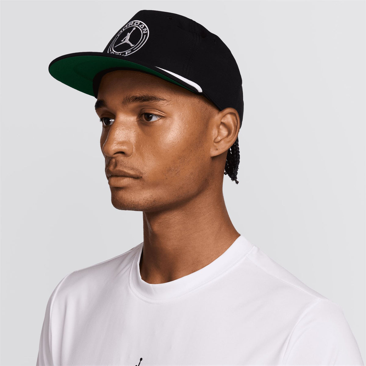 Jordan Pro Structured Dri-FIT Flat-Brim Golf Hat Black/Kelly Green/White