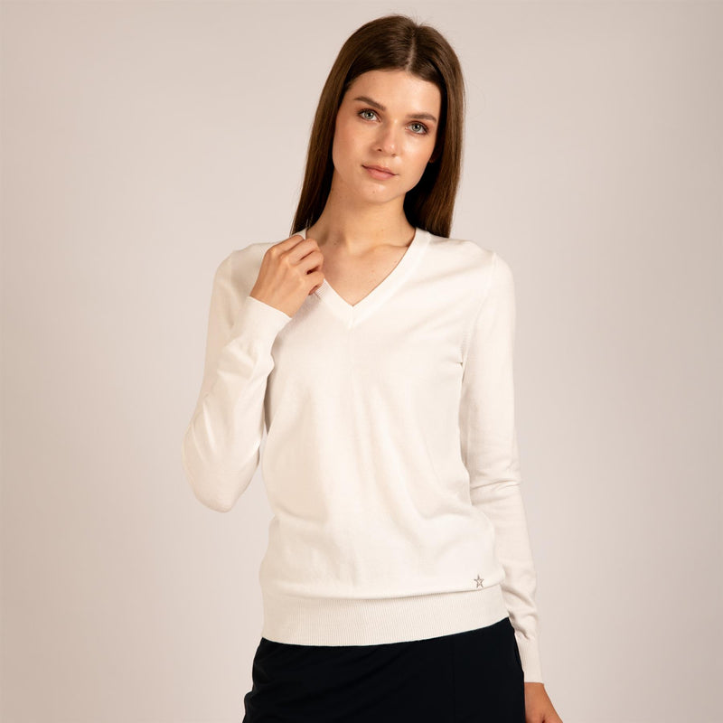 Womens The Summer V-Neck Sweater White