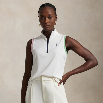 Womens RLX SL Tri Color Tech Pique Polo Ceramic White/Pink/Pistachio