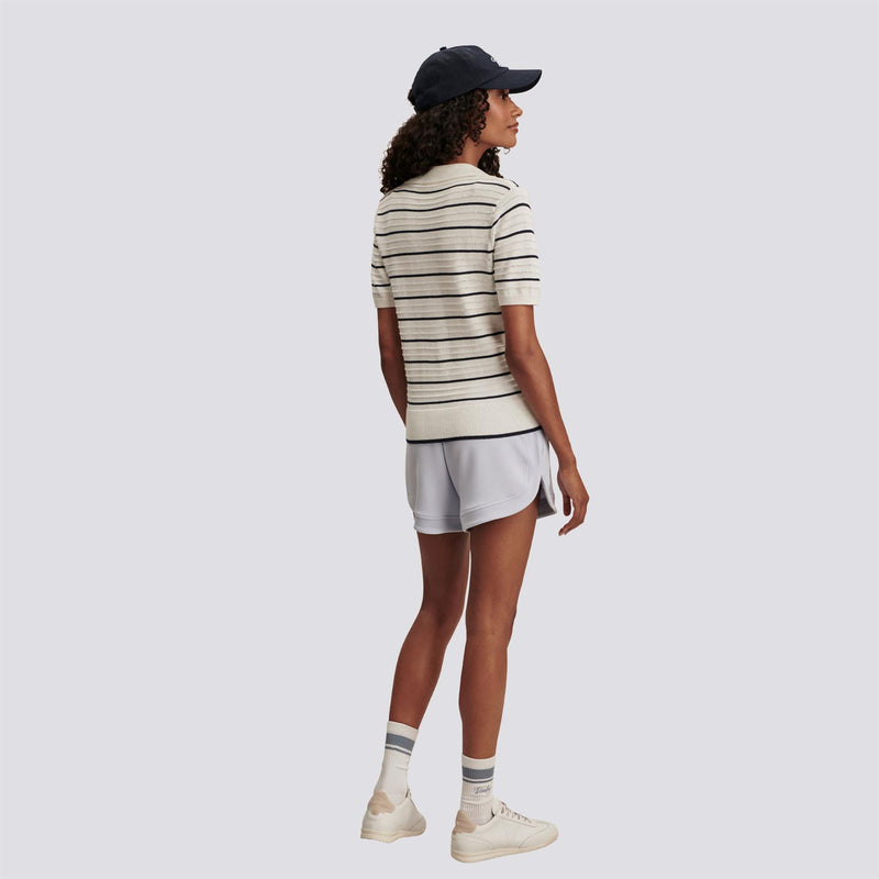 Womens Wren Knit Polo White/Blue Nights