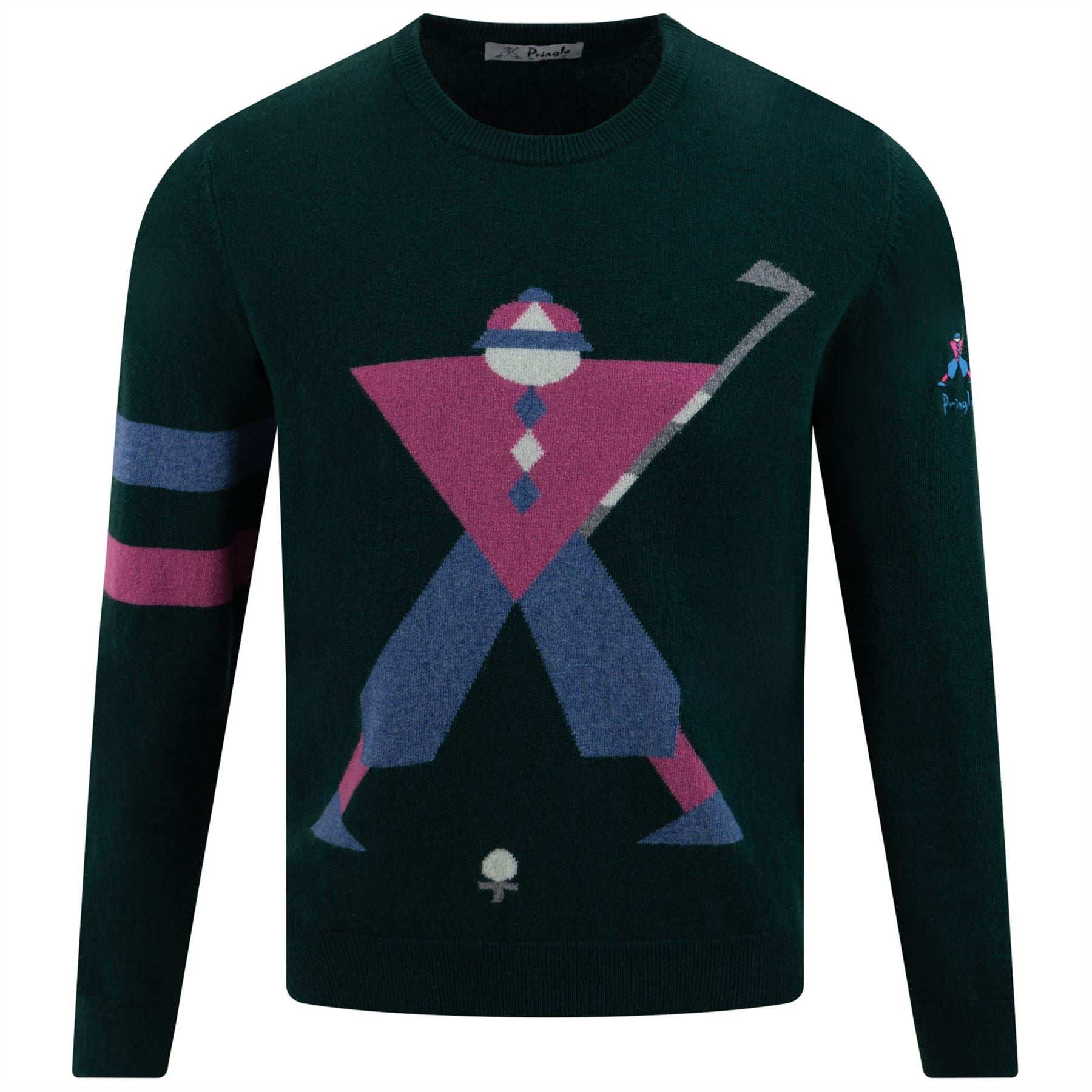 Geometric George Intarsia Knit Bottle Green