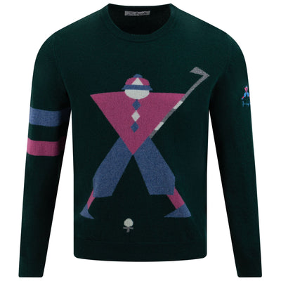 Geometric George Intarsia Knit Bottle Green