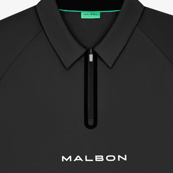 Malbon Performance Zip Raglan Polo Black | TRENDYGOLF USA