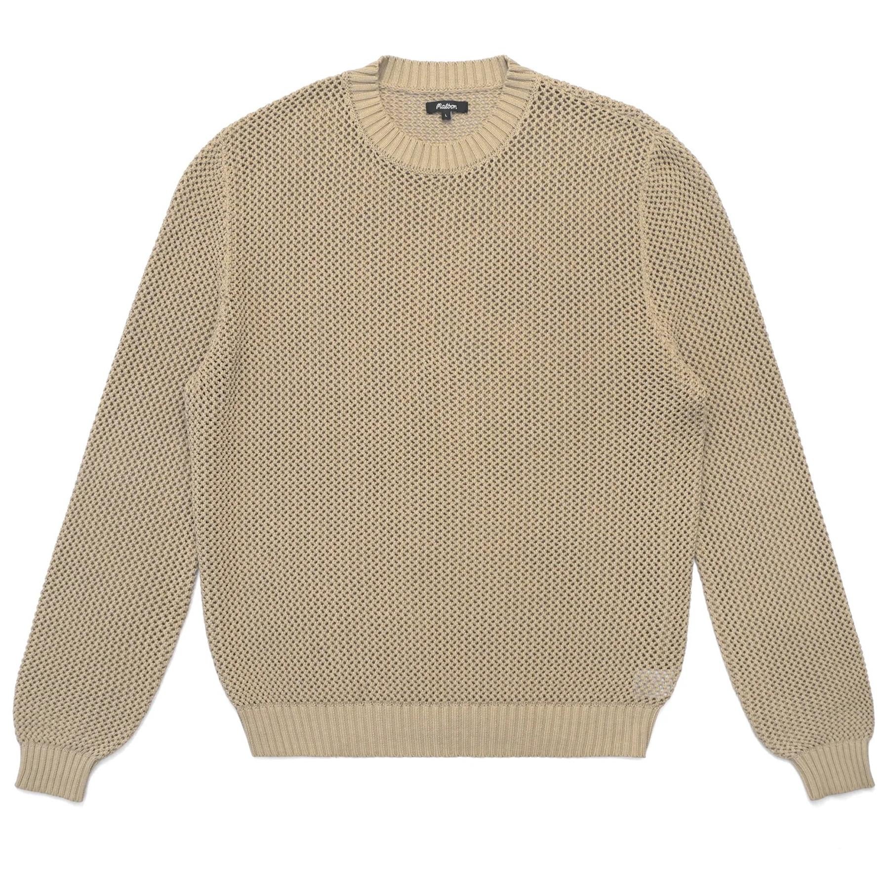Malbon Golf Pigment Dyed Fishnet Sweater Sesame