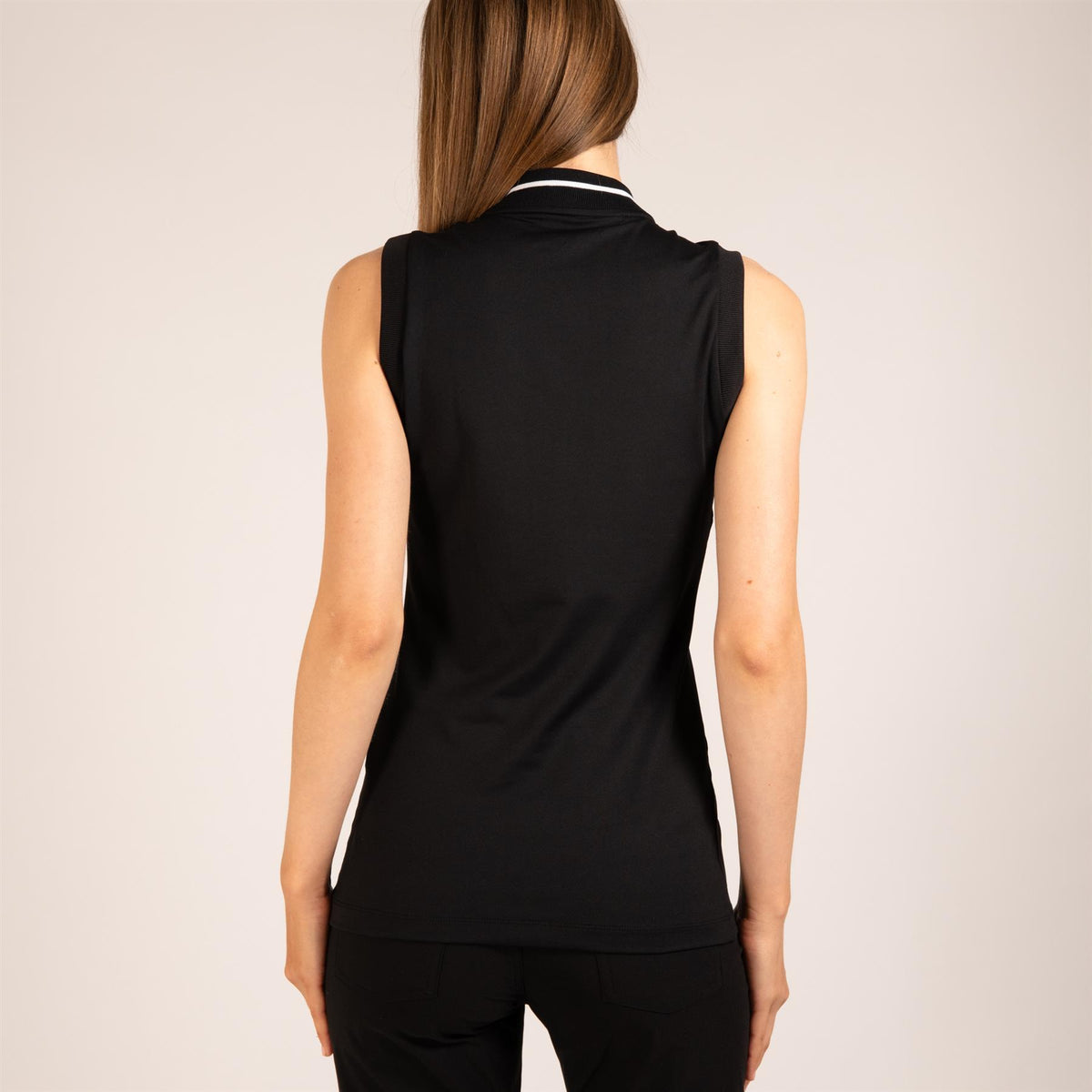 Womens The Maddie Sleeveless Polo Black