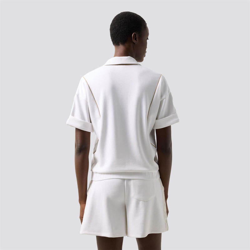 Womens Finya Short Sleeve Half-Zip Sweater Off White