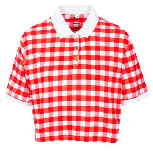 Womens The Nike Gingham Polo University Red - SU22