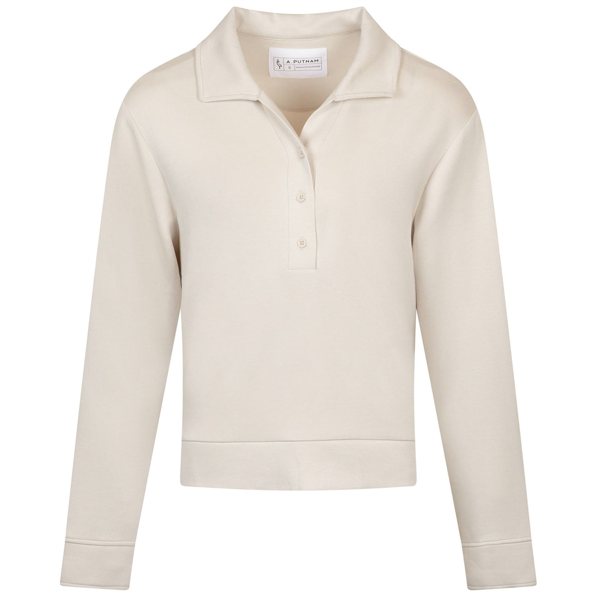 Womens Polo V-Neck Top Silver Birch