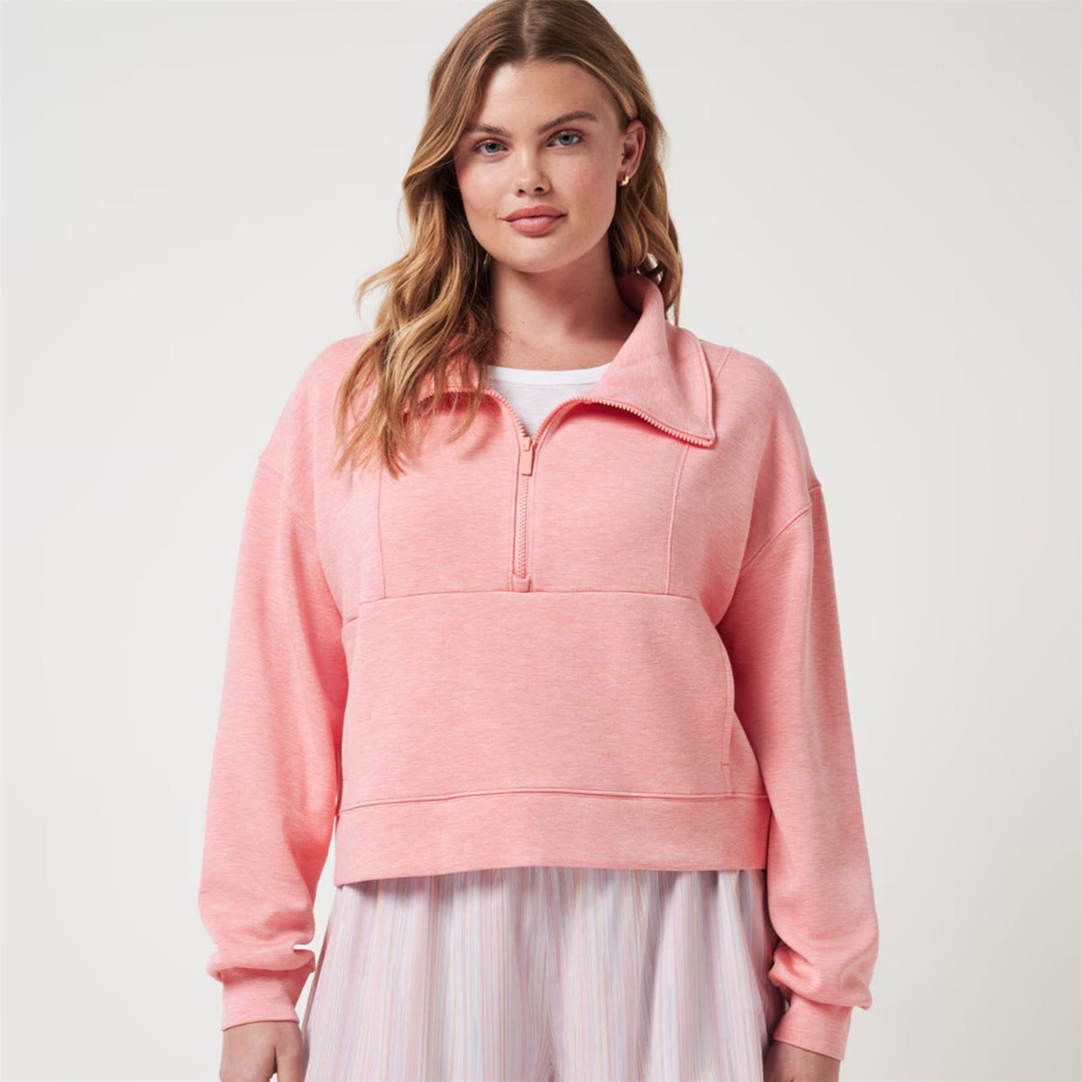 Womens Skyloft Soft Half Zip Mid Layer Heather Porcelain Rose