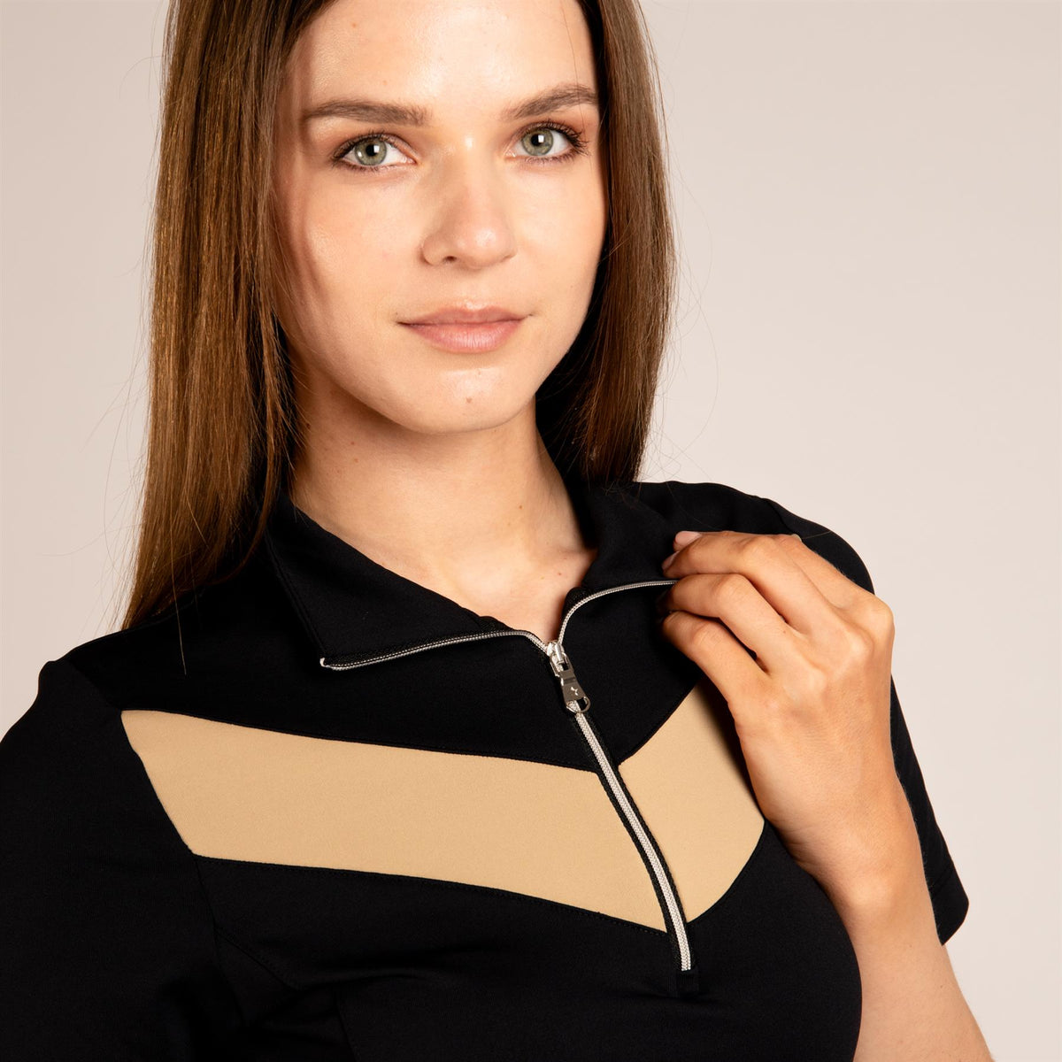 Womens The Carrie Short Sleeve Top Black/Khaki