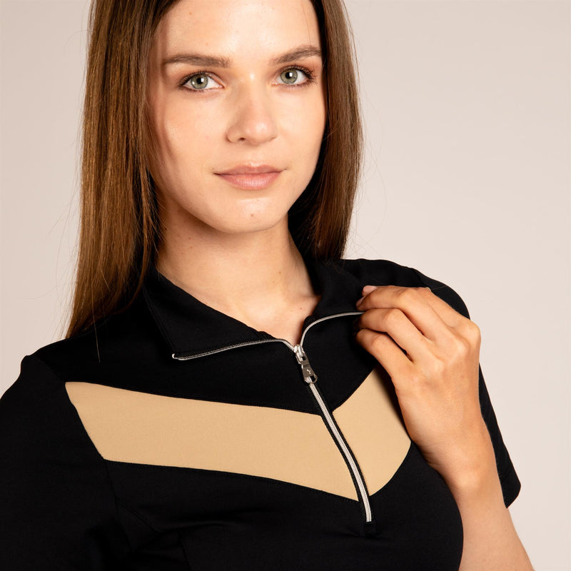 Womens The Carrie Short Sleeve Top Black/Khaki