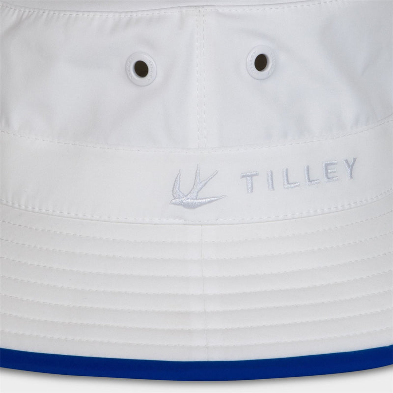 Tilley Wide Brim Bucket Hat White/Cobalt Blue