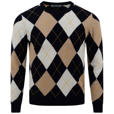 Unisex All Over Iconic Argyle Knit Navy/Camel - SS23
