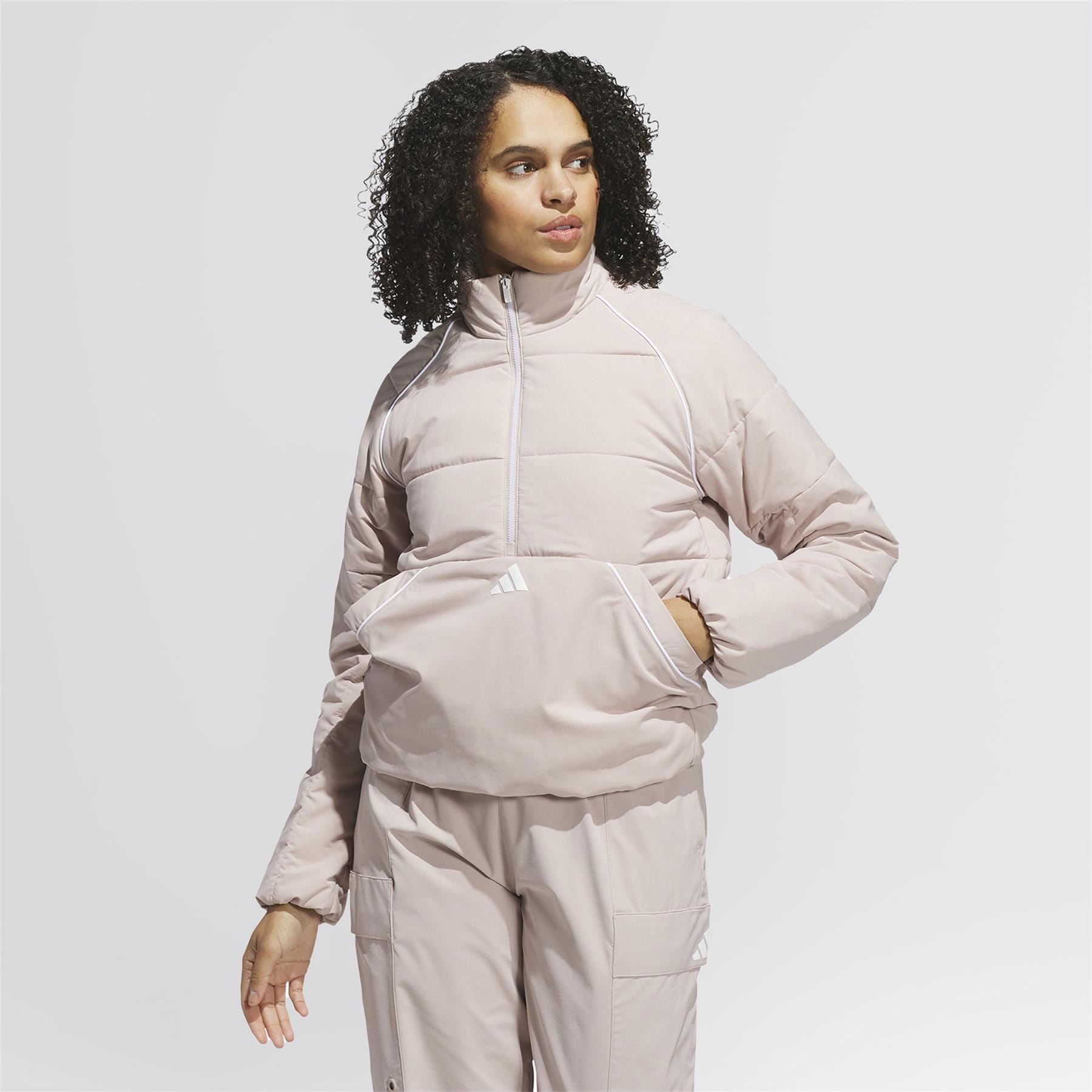 Womens Beyond The Course Twistweave Loose Quarter Zip Jacket Wonder Taupe