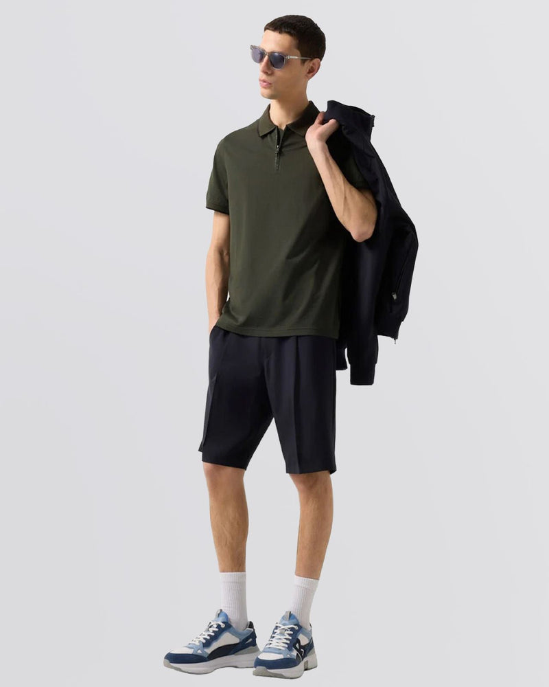 Timo-10 Zip Polo Shirt Kalamata Green