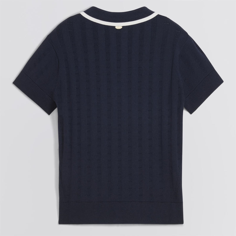 x AP Womens Pointelle Polo Deep Navy