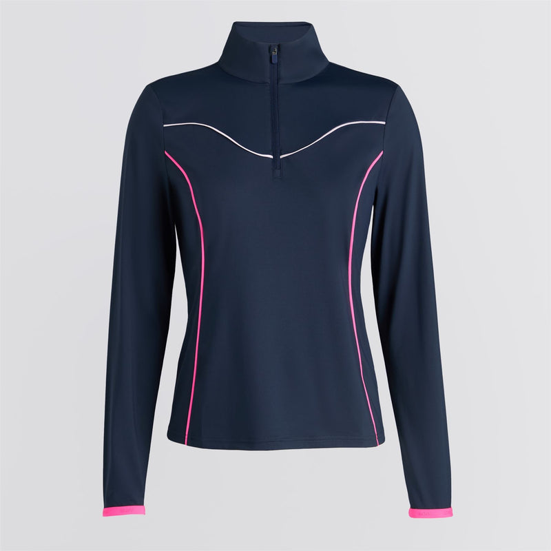 Womens Stretch Nylon Interlock Tipped Pullover Twilight/Knockout Pink