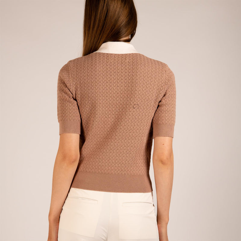 Womens Christy Polo Sand/Pinky White